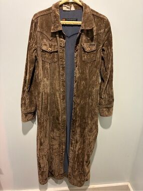 Vintage Parasuco Crushed Velvet Coat with Denim Lining – 90s Western M/L